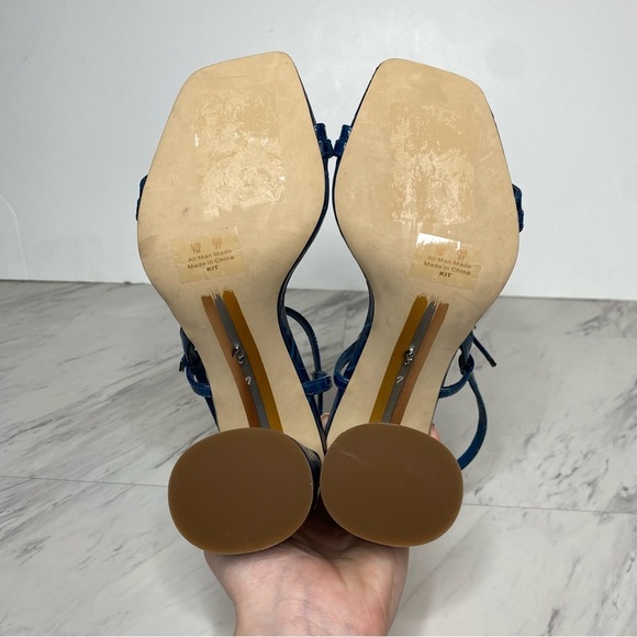 New! Sam Edelman Kit Blue Crocodile Faux Leather Heeled Sandal 7M - Picture 13 of 14